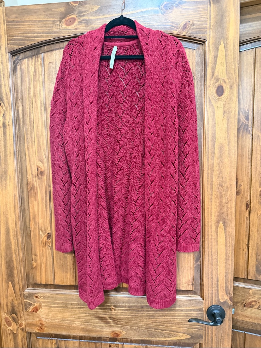 Nicole Open-Front Pointelle Cardigan - Deep Red